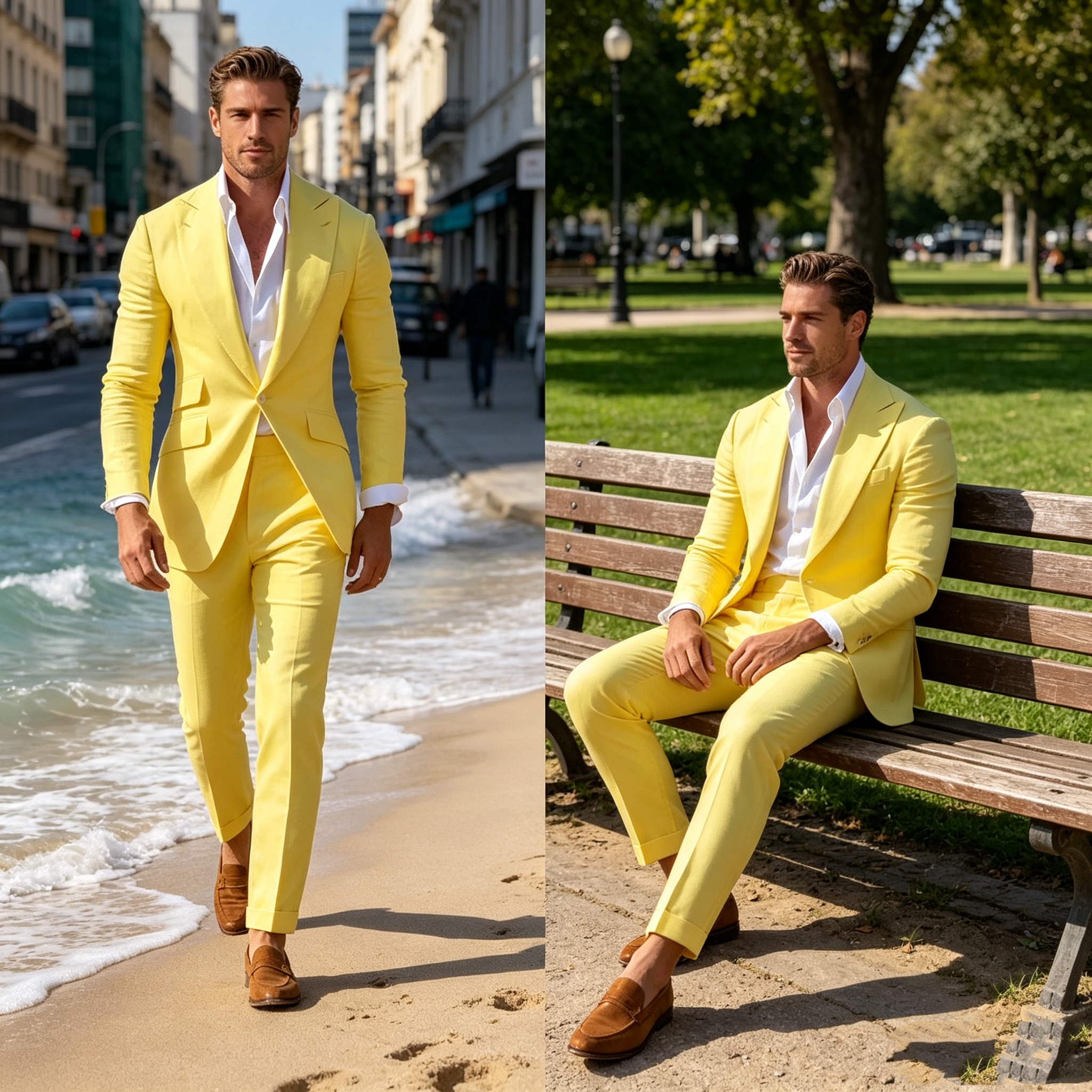 Slim Fit Yellow Men's 2-Piece  – Men'S Grooming Room Bewertung und Preis