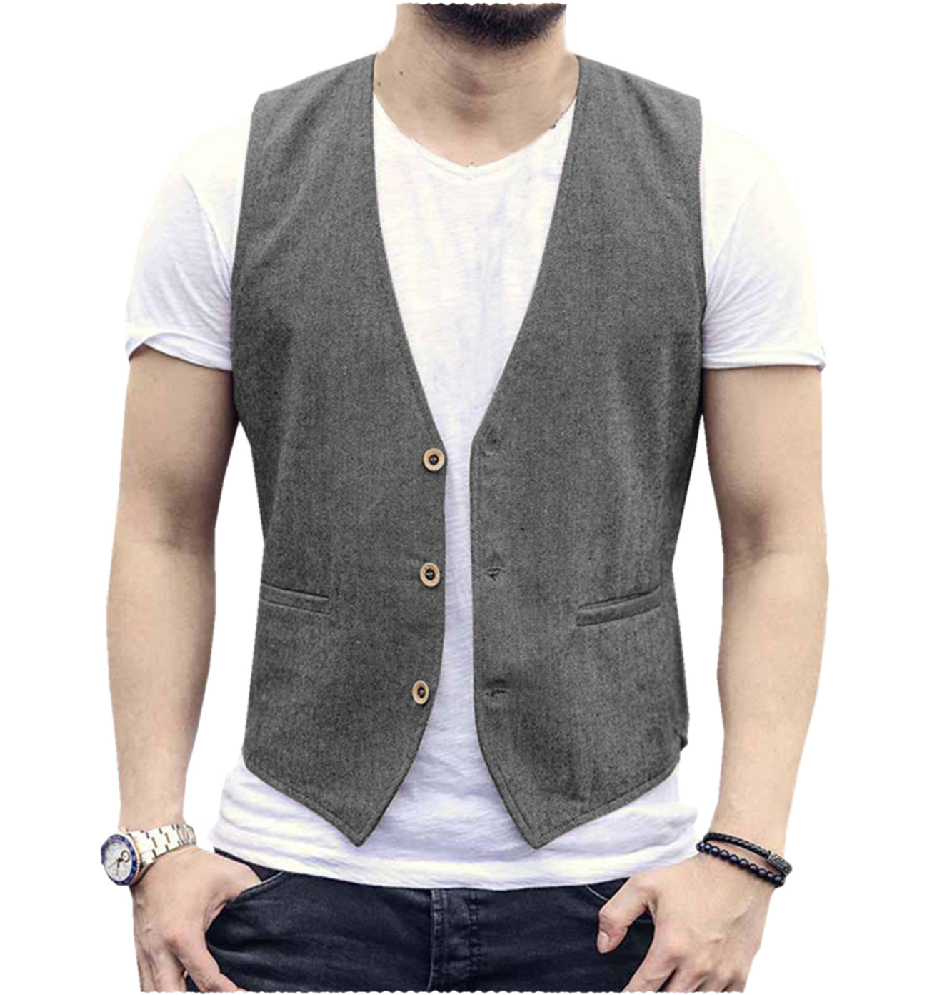 Linen Men Vest Wedding Groom S – Men'S Grooming Room Bewertung und Preis