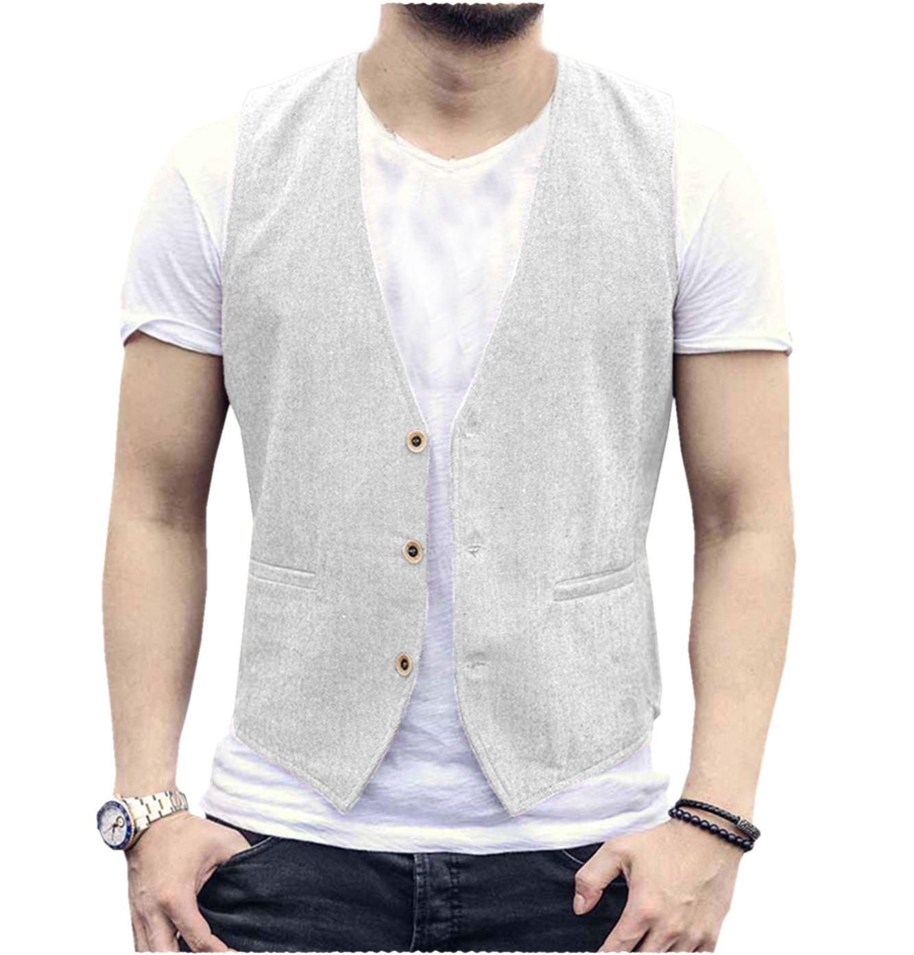 Linen Men Vest Wedding Groom S – Men'S Grooming Room Bewertung und Preis